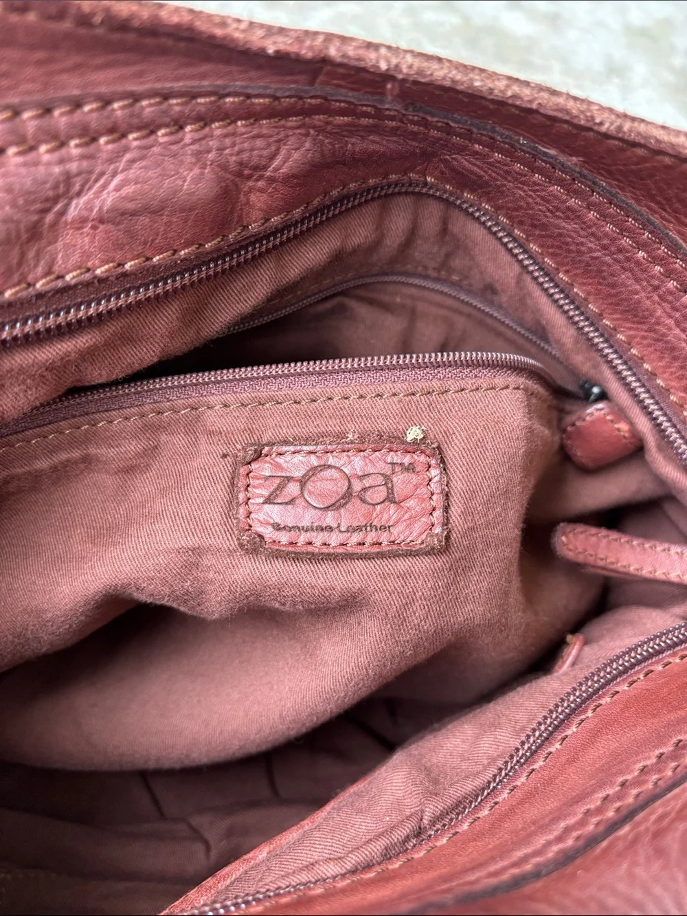 Zoa Braided-Trim Leather Hobo Bag in Deep Rust